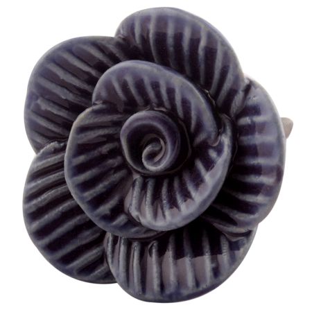 Purple Medium Rose Ceramic Cabinet Knob